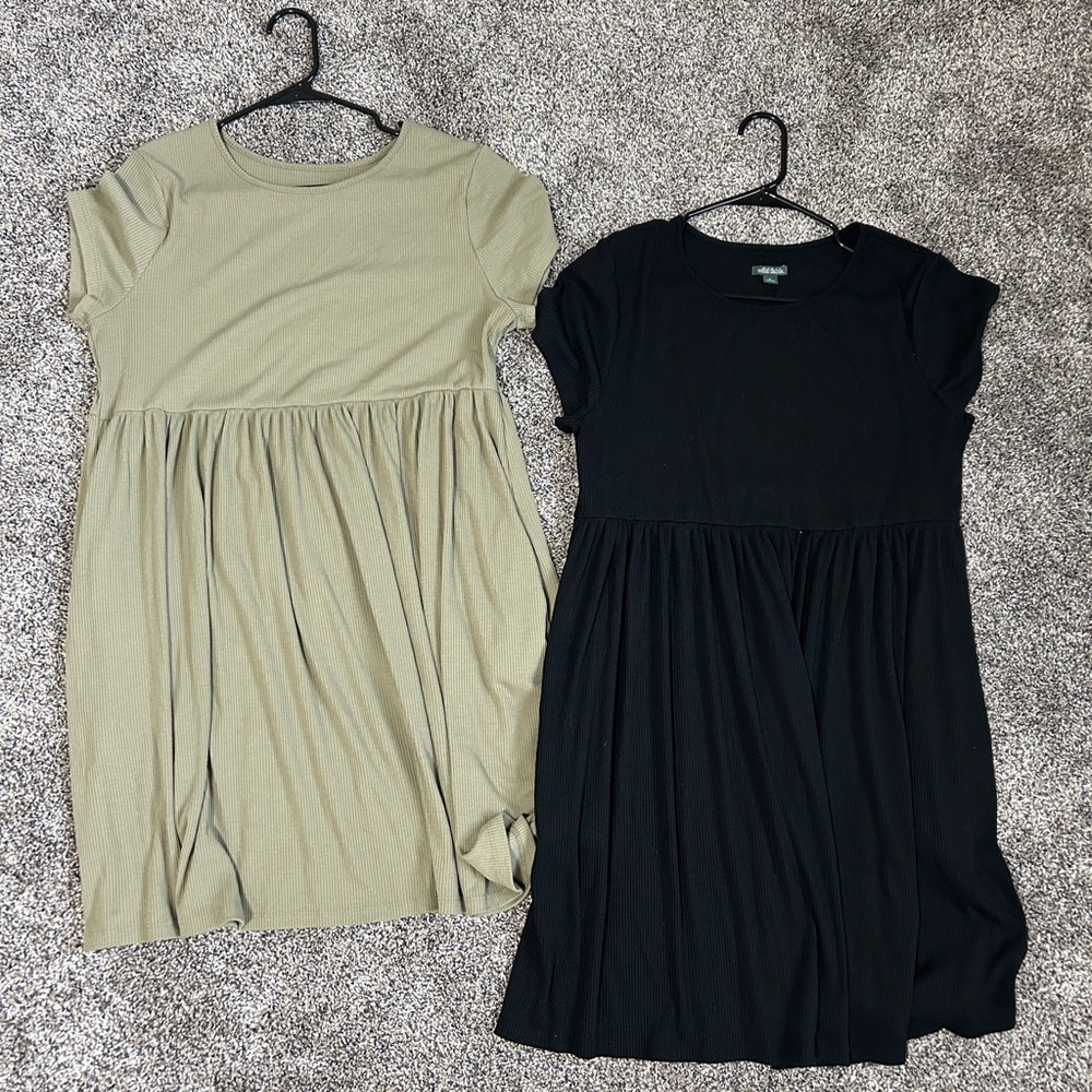 TWO Wild Fable dresses in olive and black